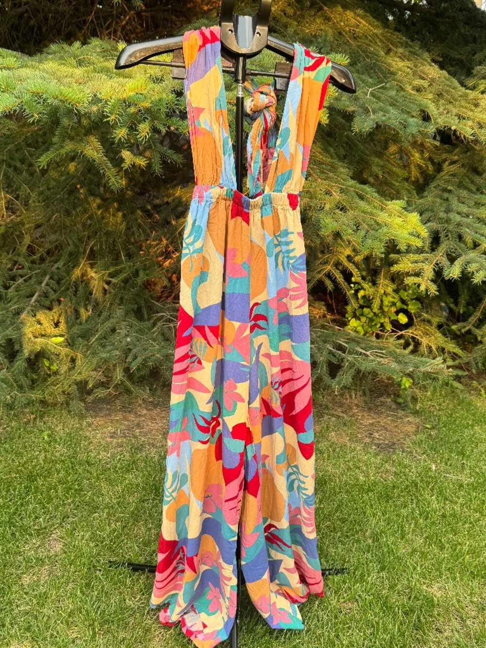 🌺 Bali ELF Tropical Print Gaia Infinity Convertible Wide Leg Jumpsuit